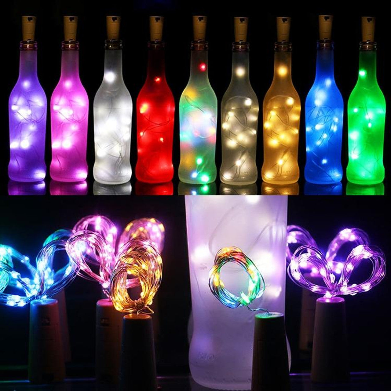 Wine Bottle String led light with Cork