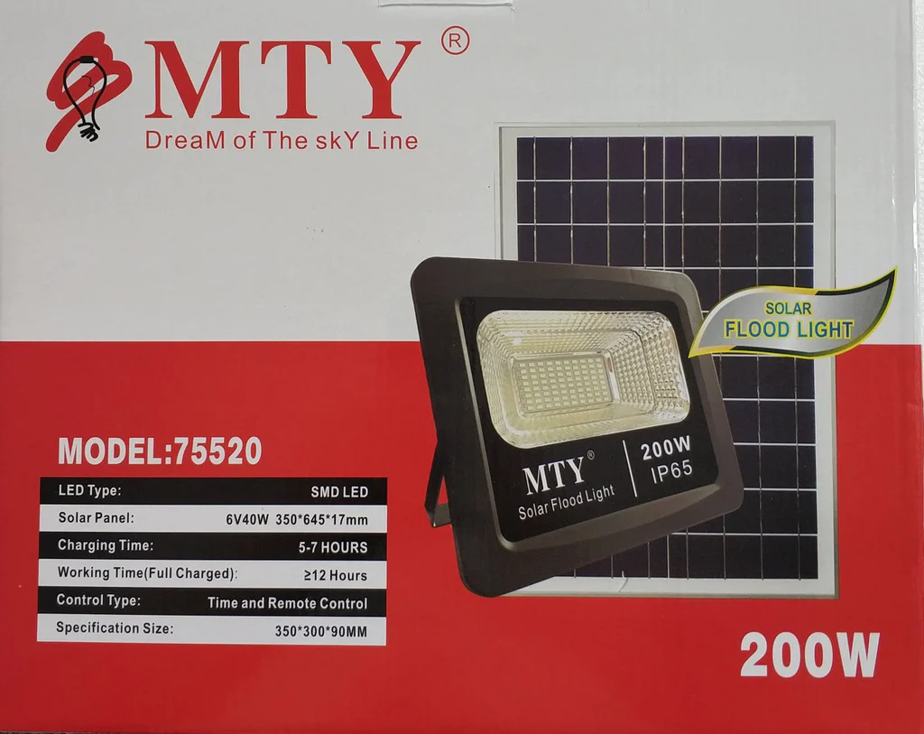 MTY 200watt Solar Powered LED Spotlight inc Panel