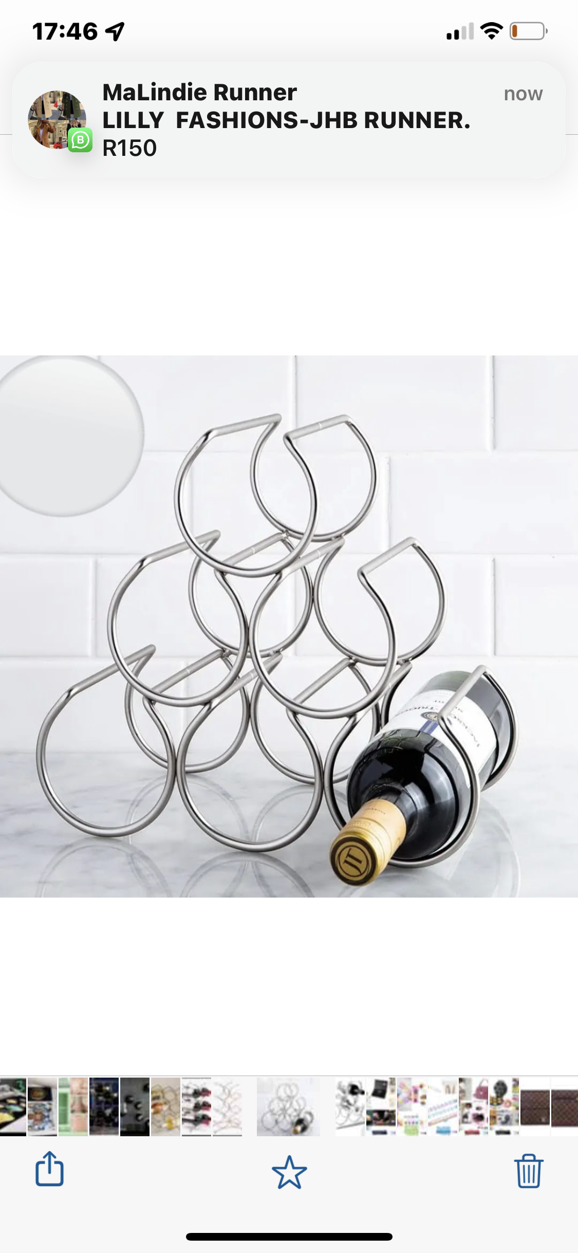 Wine Rack St/St 6 Bottle