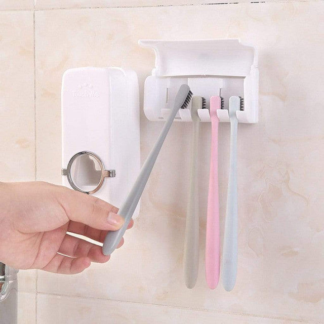 Automatic Toothpaste Dispenser & Toothbrush Holder