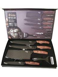 6 PC Wooden Finish Knife Set ( Black)