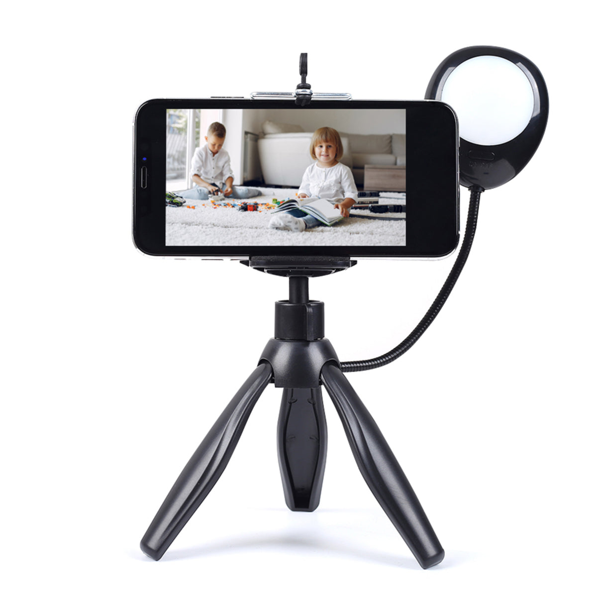 360 Degree Rotate Mini Smartphone Tripod with Selfie Light Ring Lamp