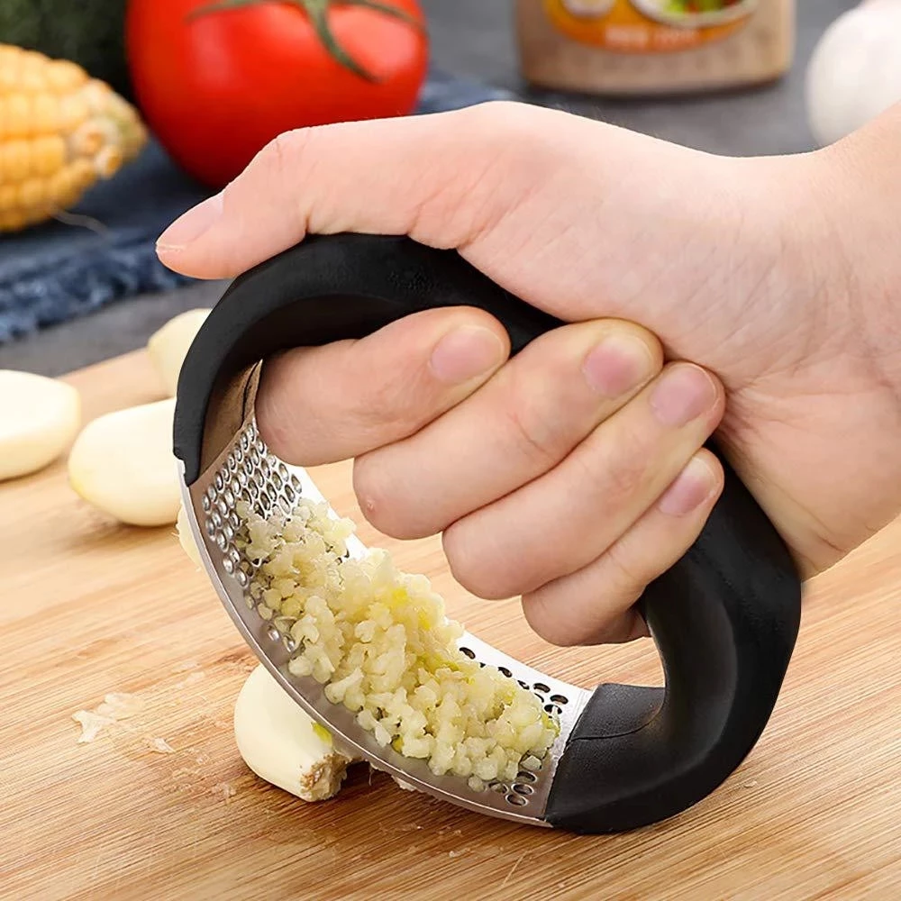 Stainless Steel Arc-Shaped Garlic Press