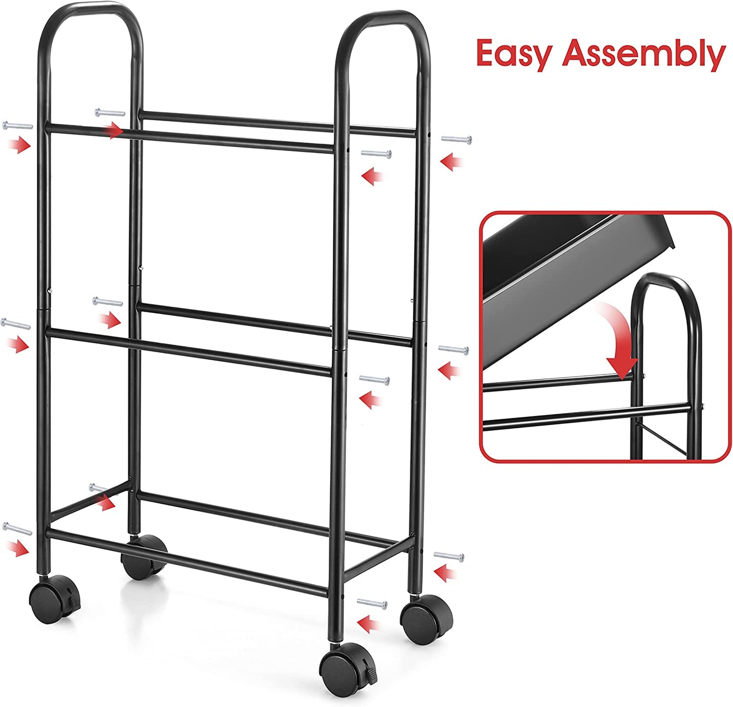 3-Tier Heavy Duty Utility Metal Rolling Storage Cart