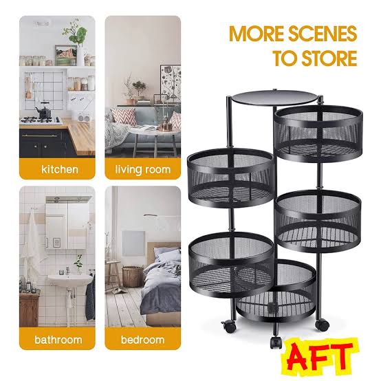 Round Rotating Multi-layer Storage Basket