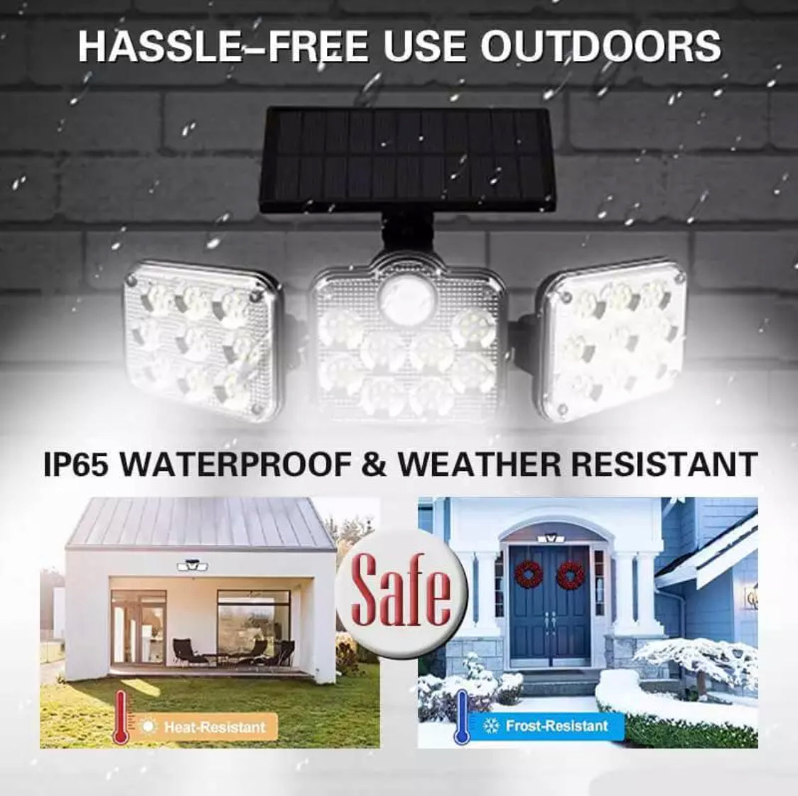 Triple LED Solar Wall Light Remote Control Motion Sensor Waterproof IP65 Lightin