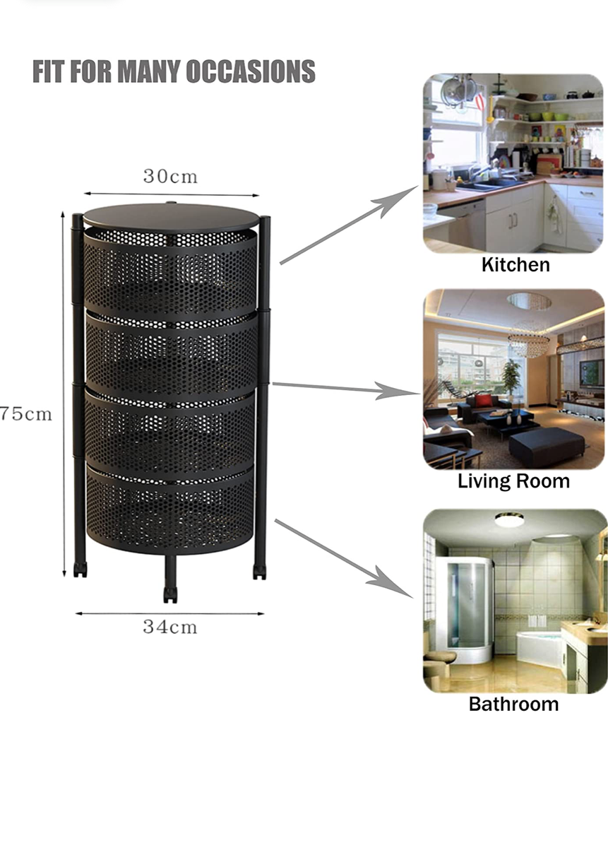 Round Rotating Multi-layer Storage Basket