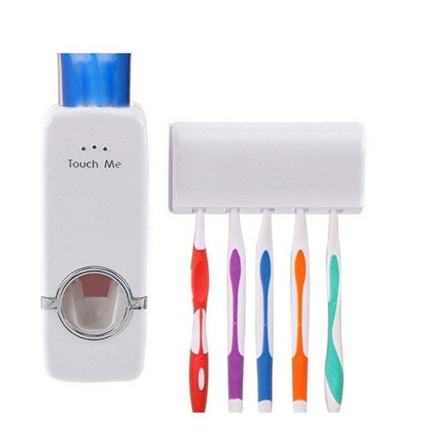 Automatic Toothpaste Dispenser & Toothbrush Holder