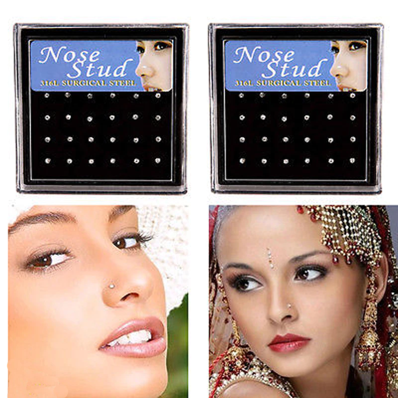 24 Pack Stainless Steel Nose Studs