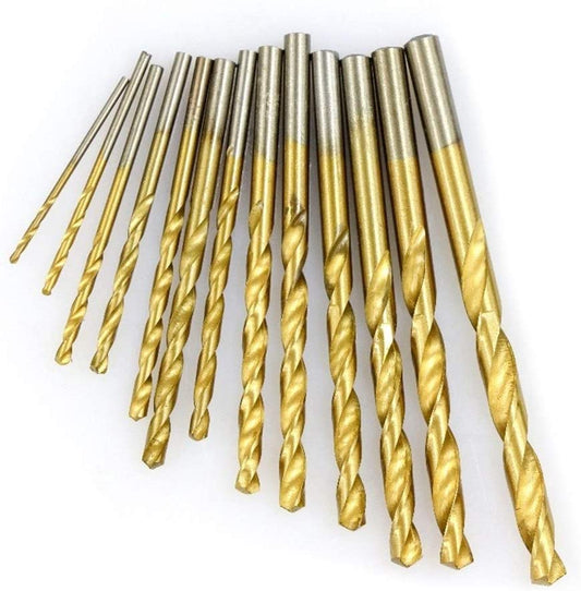 13pc 1.5-6.5mm Round Shank Twist Drill Bit Set Titanium