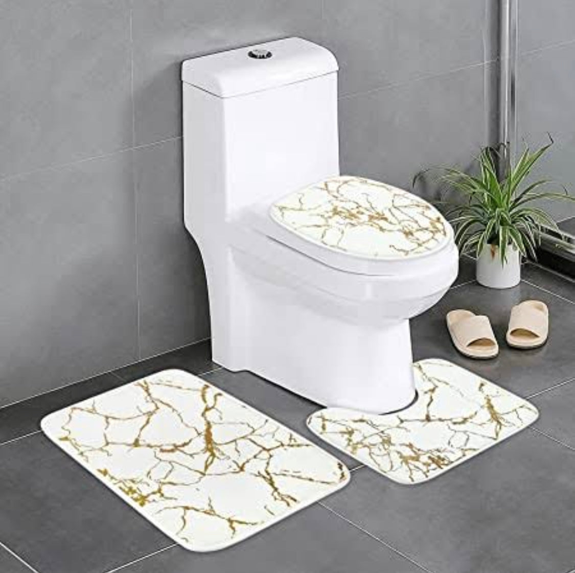 3Pc Marble Toilet Set