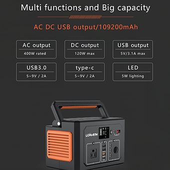 109200mAh/400W Portable Power Station With an option for A suitable wattage solar panel