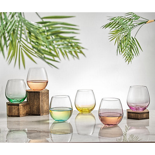 Colour Stem less Wine Glass 6pcs