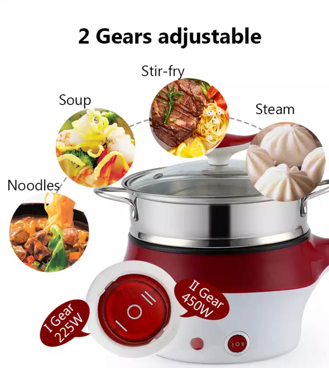 Multi-Functional Electric Non-Stick Steam/Stew/Cook/Fry Pot Pan