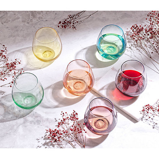 Colour Stem less Wine Glass 6pcs