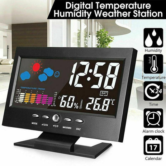 8082T Weather Forecast Clock LED Color Screen Perpetual Calendar Temperature