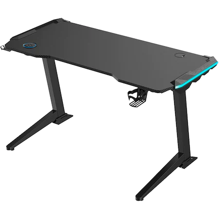 Angled Electric Height Adjustable Gaming Desk With RGB Lighting