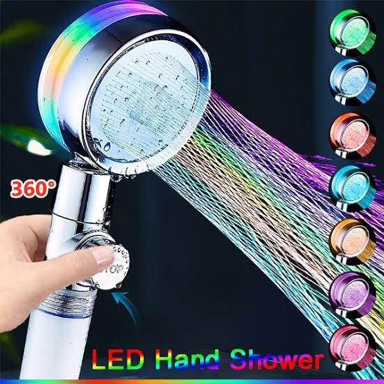 Shower Head LED Rainfall Shower Sprayer Automatically Color-Changing Temperature