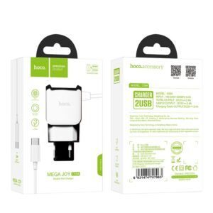 Wall charger “C59A Mega joy” dual USB port EU with built-in wire