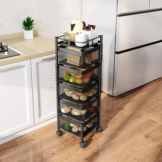 Multifunction square rotating storage metal trolley