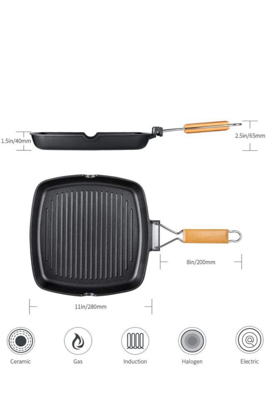 Non-Stick Grilling Pan with Foldable Handle