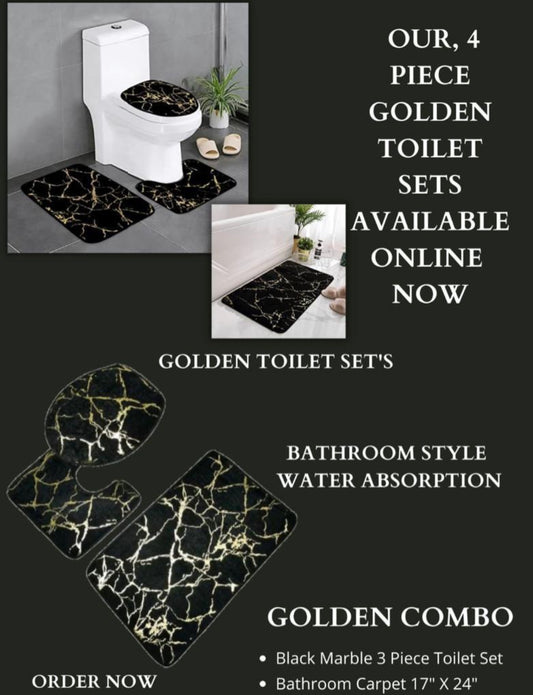 Golden Marble Toilet Set Combo