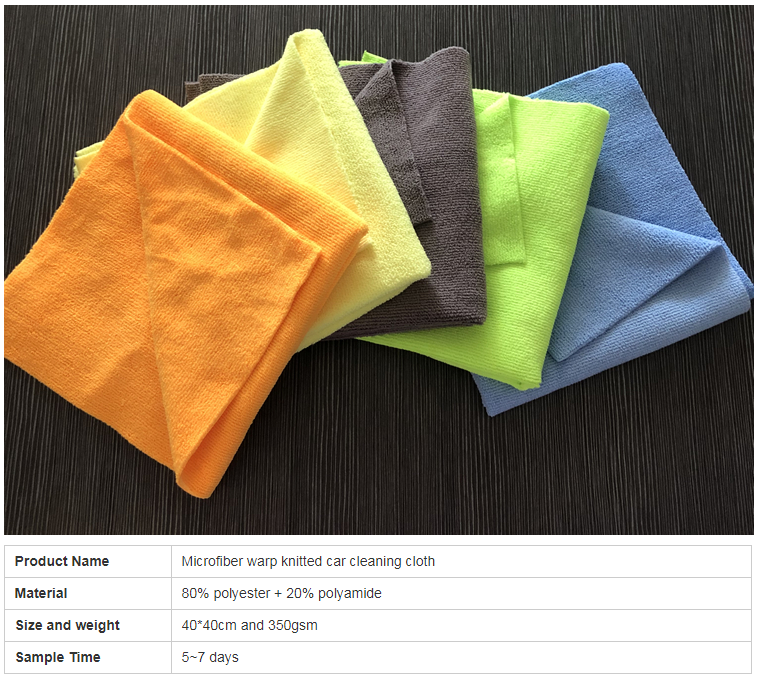 350gsm  Microfiber  Warp Knitted Cleaning Cloth 5pcs