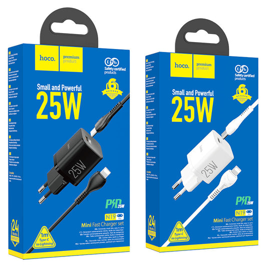 Hoco N19 Rigorous PD25W charger set(Type-C to iPhone)