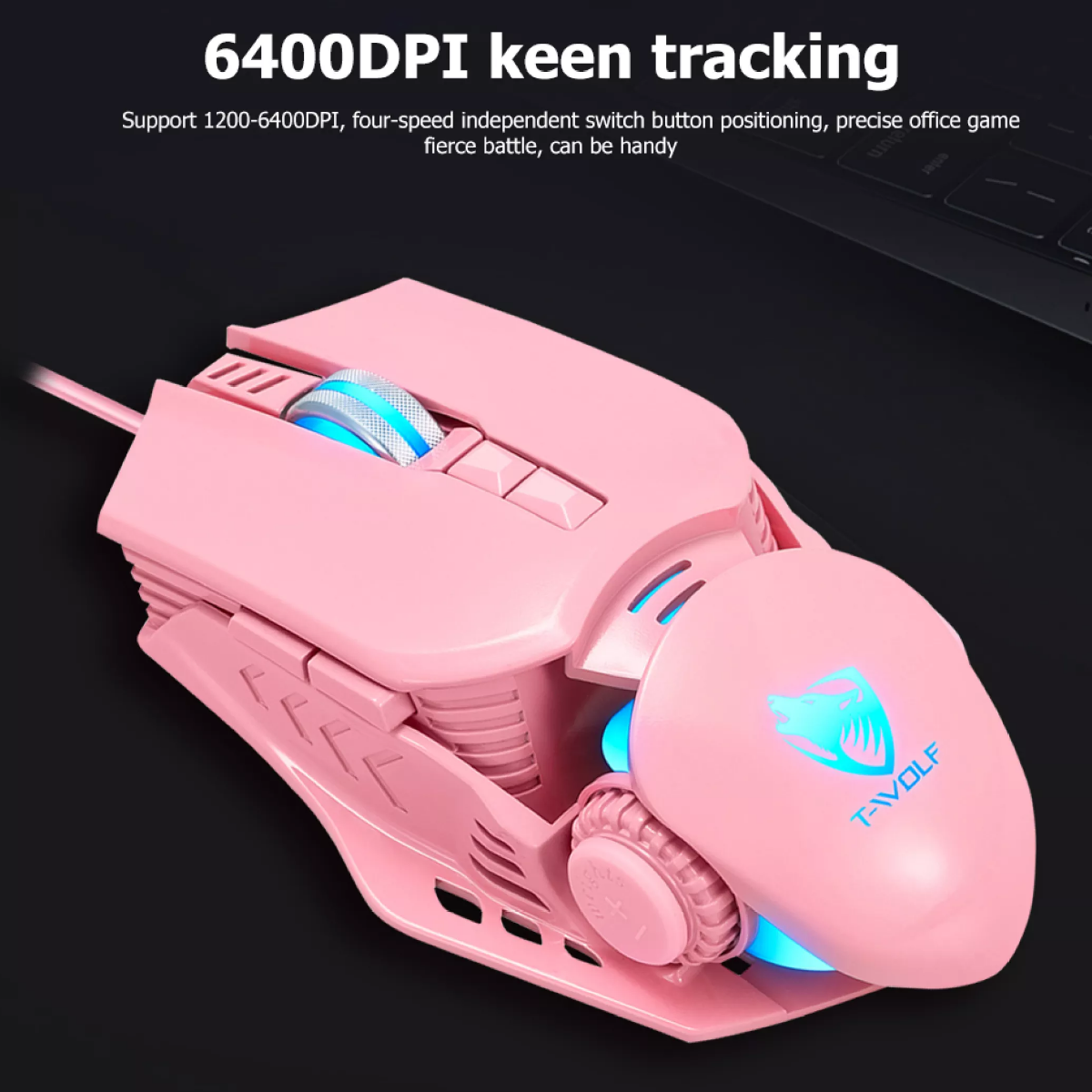 T-WOLF G530 Wired Gaming Backlit Mouse - Pink