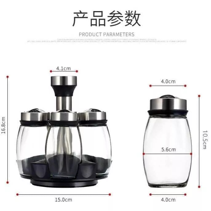 6pcs Rotating Spice Jar Rotating - Glass Bottles Seasoning