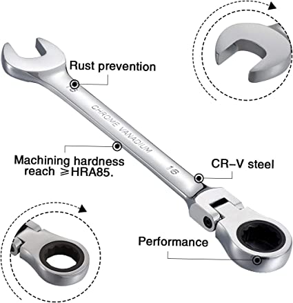 Chrome Vanadium Steel Flexible Head Ratchet Wrench 16mm, 20mm, 21mm, 22mm, 23mm and 24mm