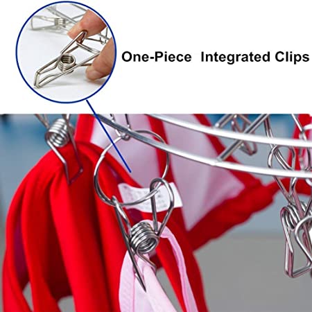 Round Stainless Steel Clothes Drying Hanger - Silver