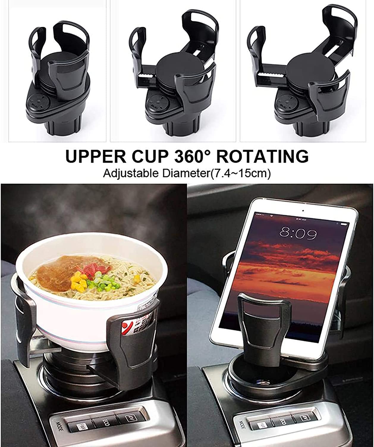 Multifunctional Retractable Rotating Vehicle Water Cup Holder