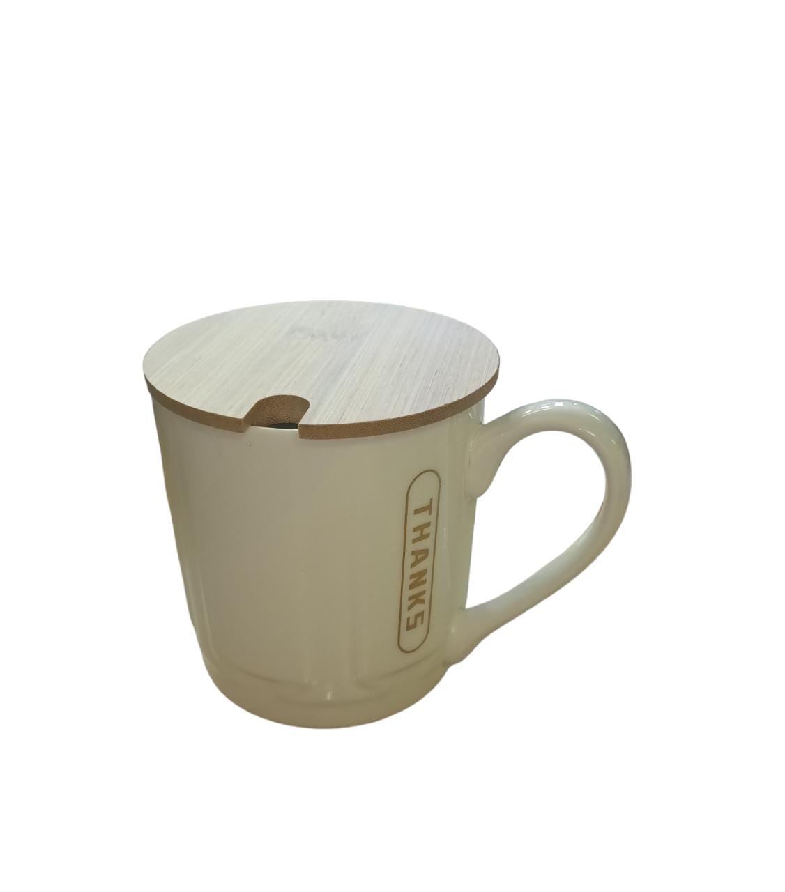 Ceramic Coffee Mug with Wooden Lid And Spoon