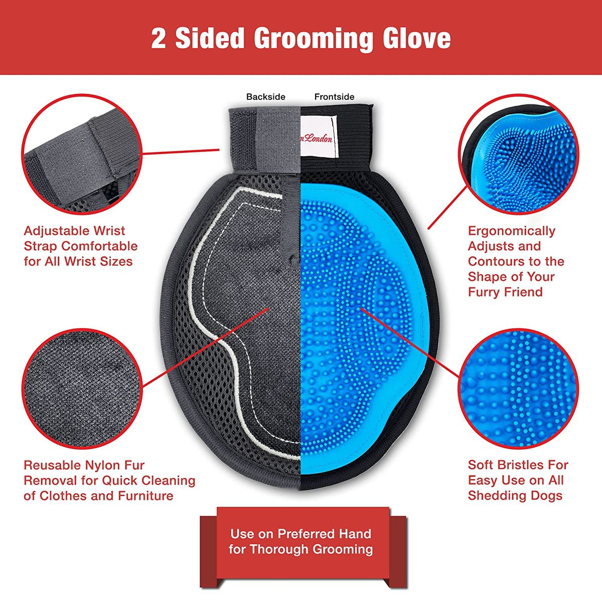 2 in 1 Pet Grooming Brush Glove