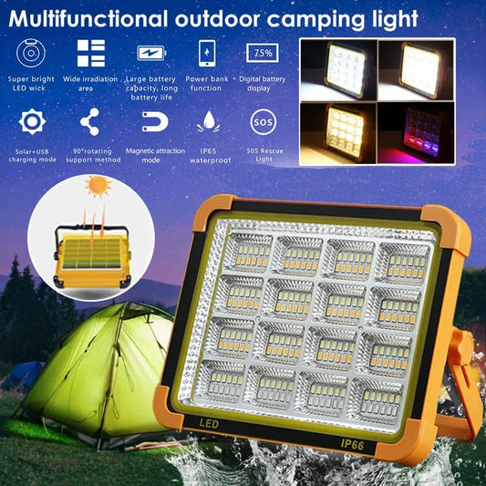 500W Solar ,Rechargeable Battery, Outdoor Waterproof  Spotlight (BLUE)