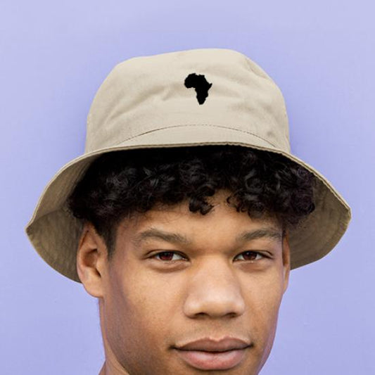 Bucket Hat- Africa Map  Black Print