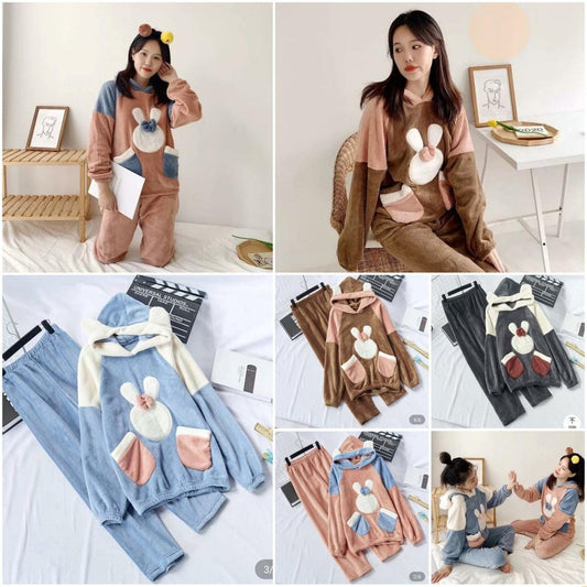 Winter Warm Ladies Cartoon Pyjamas Set