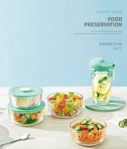 5 Piece Glass Lunch Boxes And Bottle