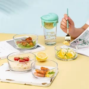 5 Piece Glass Lunch Boxes And Bottle