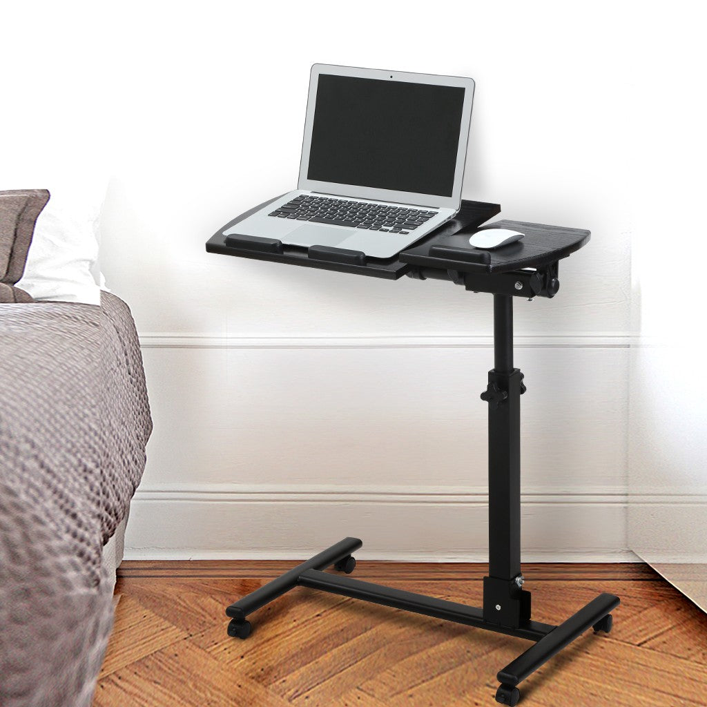 Adjustable Bedside Laptop Table with Wheels & Wheels Lock