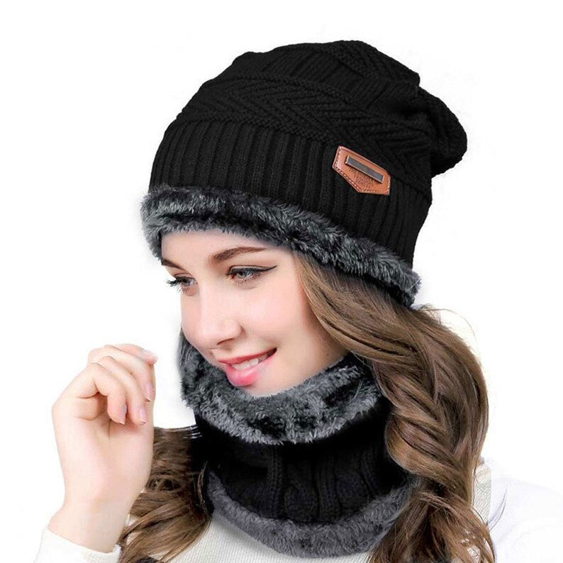 Unisex Winter Beanie Hat and Scarf Set