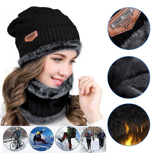 Unisex Winter Beanie Hat and Scarf Set