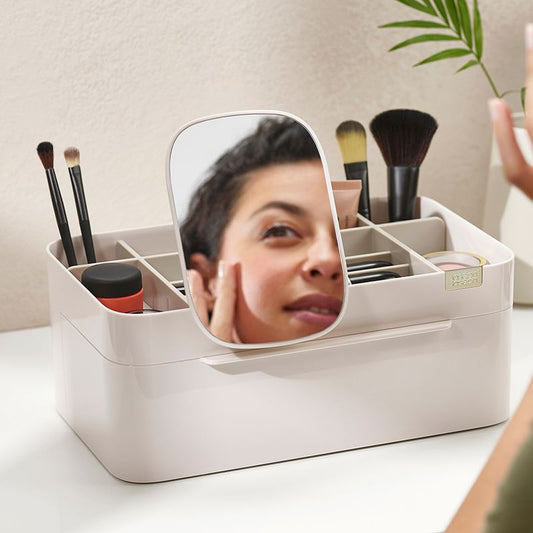 Cosmetic Organiser With are-Movable Mirror Large