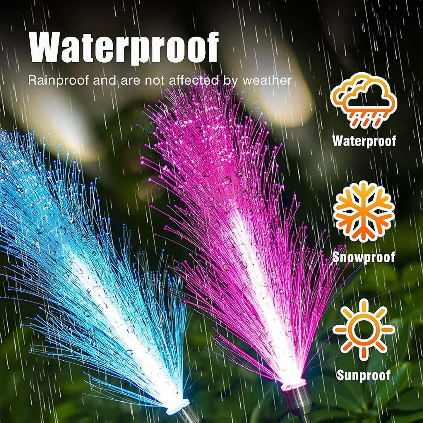 7 Colour Solar Powered Triple Layer Fiber Optic Light 2pcs