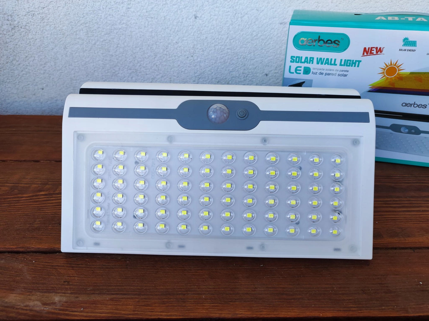 Solar LED wall light with motion sensor 60W white AB-TA173 aerbes