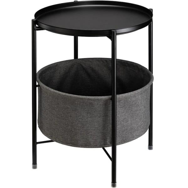 Round Side Table With Storage Basket