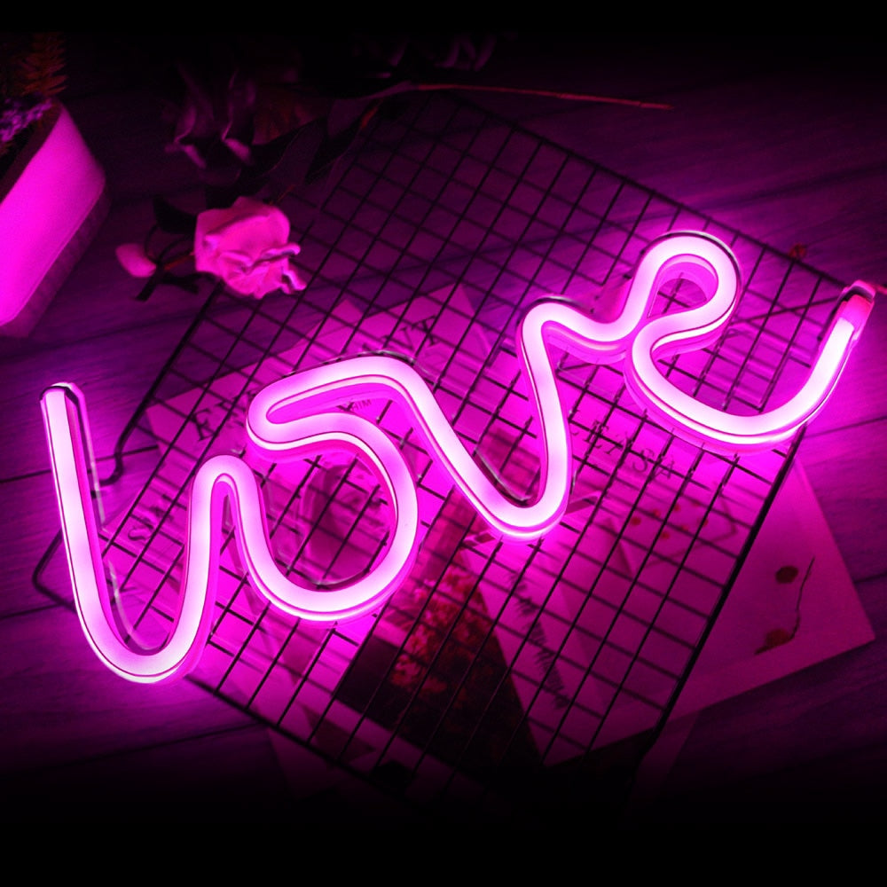 Love Neon Sign Lamp 15 cm x 2.3cm x 36cm Pink, Red, Blue, Warm White USB & Battery Operated