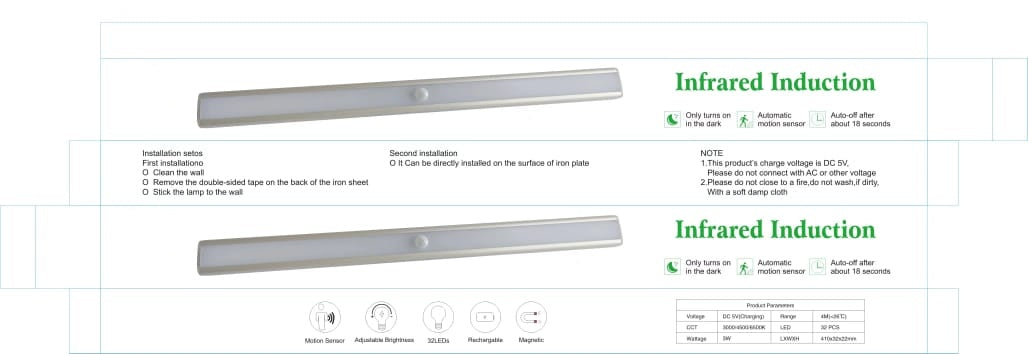 40CM Rechargeable Induction Motion Sensor Light