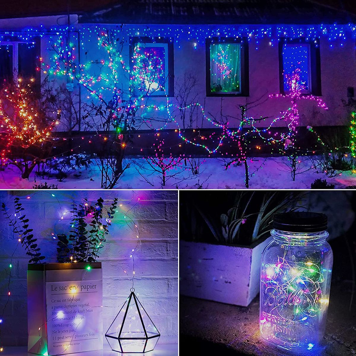 String Light Solar-Powered LED Fairy Lights Outdoor 10m - Multi-Coloured